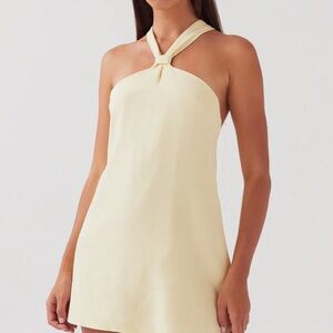 Peppermayo Cream Halter Mini Dress